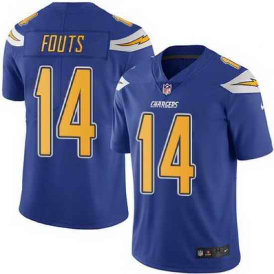 Nike Chargers #14 Dan Fouts Electric Blue Mens Stitched NFL Limited Rush Jersey